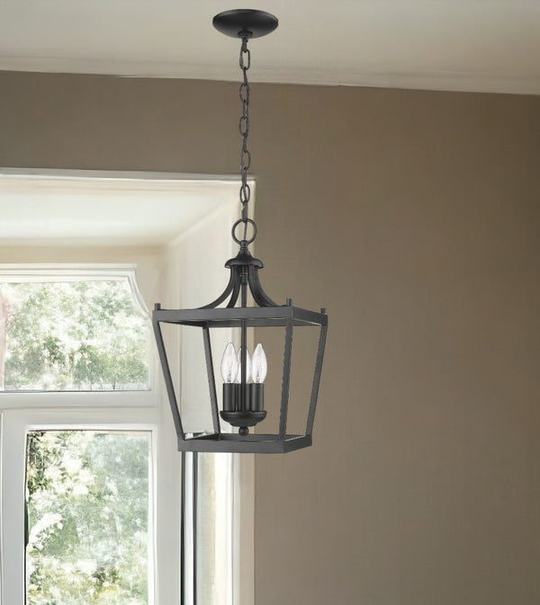 HomeRoots Vintage Black Metal Tapered Hanging Light Fixture - Stylish, Customizable Lantern for Any Room 398076