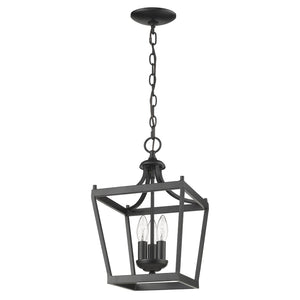 HomeRoots Vintage Black Metal Tapered Hanging Light Fixture - Stylish, Customizable Lantern for Any Room 398076