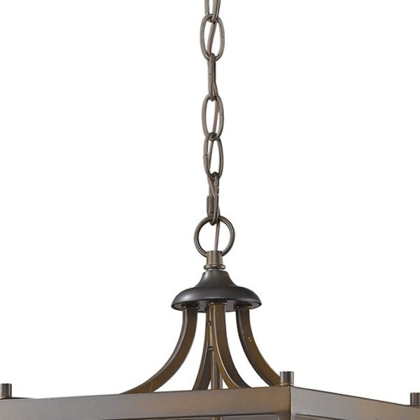 HomeRoots Vintage Brown Metal Tapered Hanging Light – Elegant Geometric Design for Timeless Home Illumination 398077