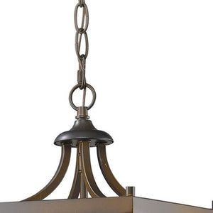 HomeRoots Vintage Brown Metal Tapered Hanging Light – Elegant Geometric Design for Timeless Home Illumination 398077