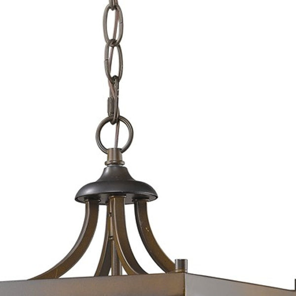 HomeRoots Vintage Brown Metal Tapered Hanging Light – Elegant Geometric Design for Timeless Home Illumination 398077