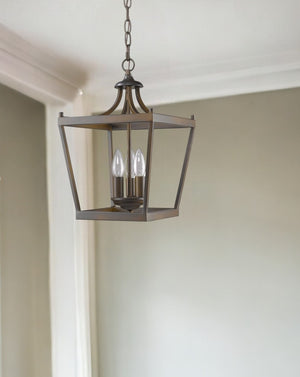 HomeRoots Vintage Brown Metal Tapered Hanging Light – Elegant Geometric Design for Timeless Home Illumination 398077