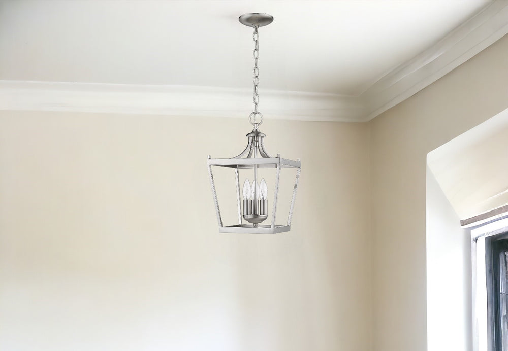 Homeroots Vintage Silver Metal Tapered Hanging Light   398078