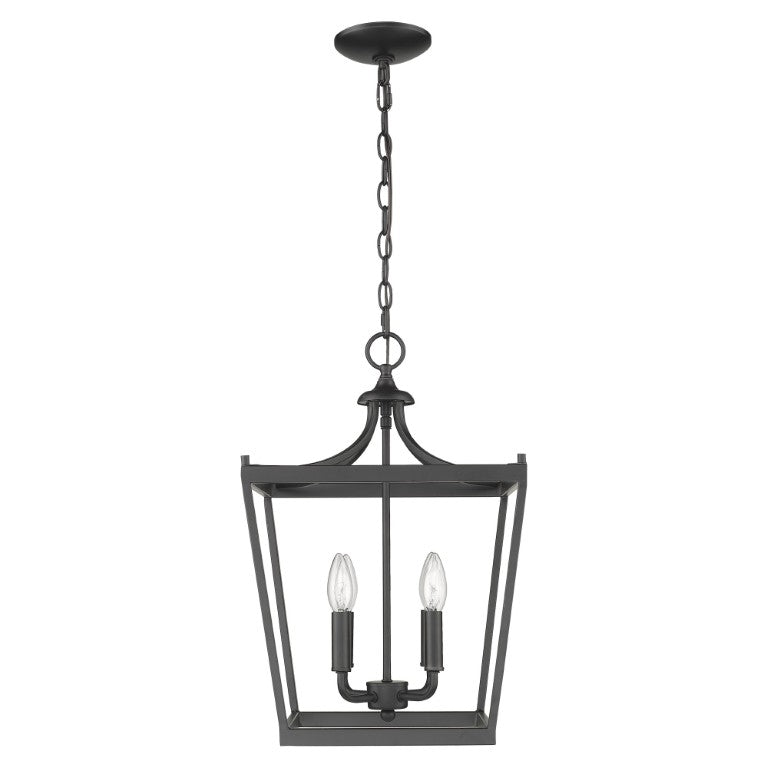 HomeRoots Metal Four Bulb Dimmable Flush Mount Ceiling Fixture for Modern Living and Dining Rooms Black 13" W x 20" H x 13" D 398079