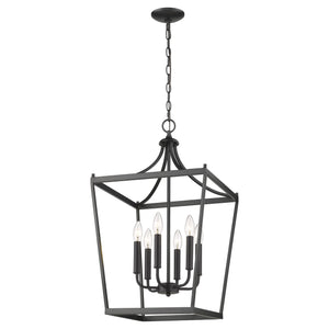 Homeroots Kennedy 6-light Matte Black Pendant   398082