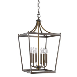 I Need to Create a Common Title for a Metal Six-light Dimmable Ceiling Light That Avoids Mentioning Brown or Silver.