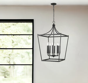 Homeroots Kennedy 8-light Matte Black Pendant   398085