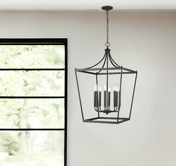 Homeroots Kennedy 8-light Matte Black Pendant   398085