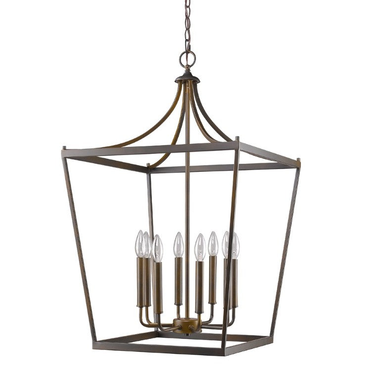 HomeRoots Metal Eight Bulb Dimmable Chandelier for Modern Living Room and Dining Ceiling Light Bronze 398086