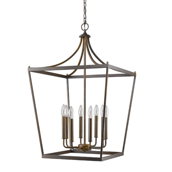 HomeRoots Metal Eight Bulb Dimmable Chandelier for Modern Living Room and Dining Ceiling Light Bronze 398086