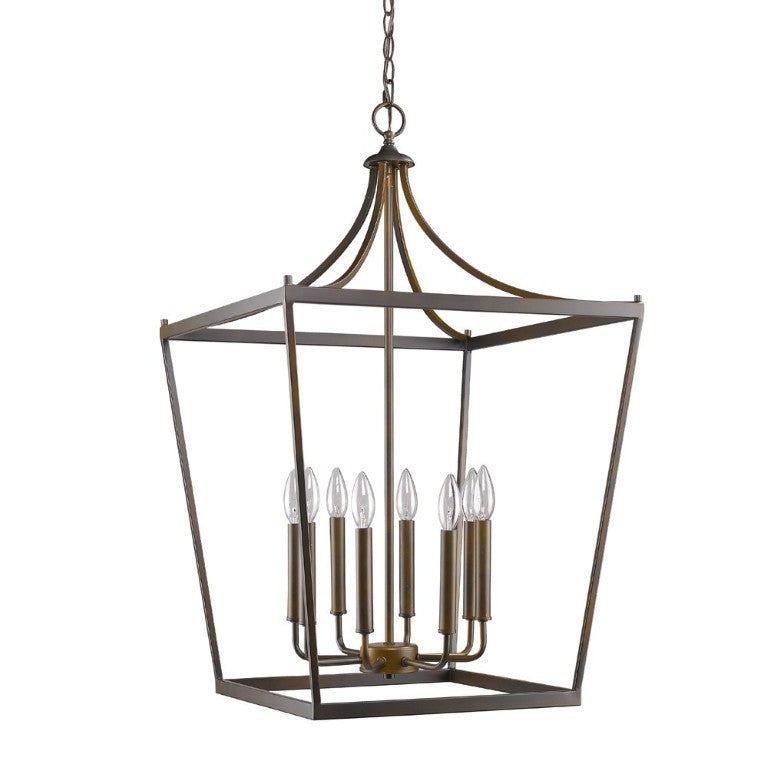 HomeRoots Metal Eight Bulb Dimmable Chandelier for Modern Living Room and Dining Ceiling Light Bronze 398086
