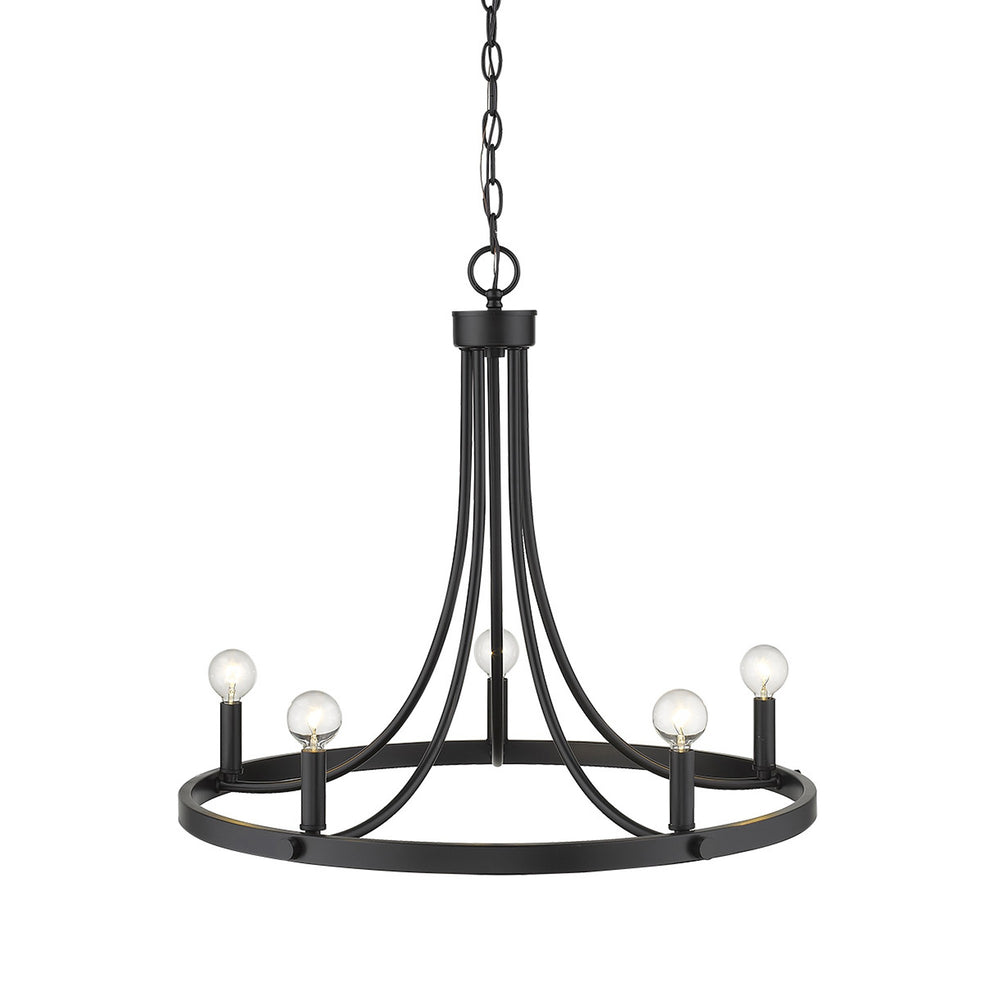 Homeroots Black Candle Style Five Light Metal Dimmable Chandelier   398089