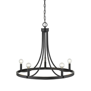 Homeroots Black Candle Style Five Light Metal Dimmable Chandelier   398089
