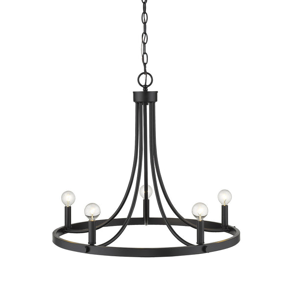 Homeroots Black Candle Style Five Light Metal Dimmable Chandelier   398089