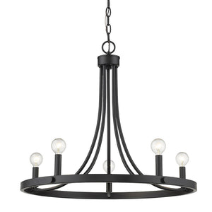 Homeroots Black Candle Style Five Light Metal Dimmable Chandelier   398089