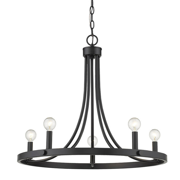 Homeroots Black Candle Style Five Light Metal Dimmable Chandelier   398089