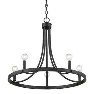 Homeroots Black Candle Style Five Light Metal Dimmable Chandelier   398089
