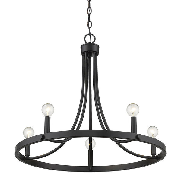 Homeroots Black Candle Style Five Light Metal Dimmable Chandelier   398089