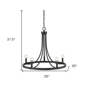 Homeroots Black Candle Style Five Light Metal Dimmable Chandelier   398089