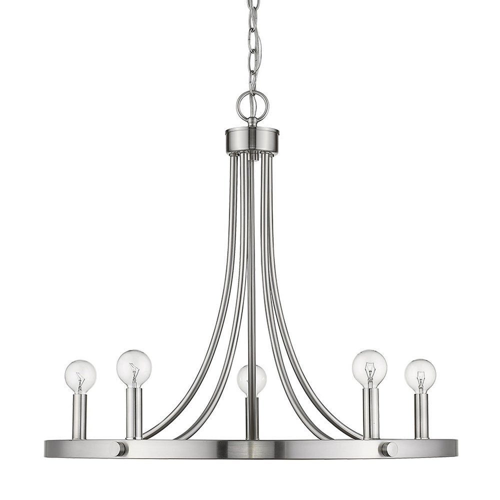 Homeroots Silver Candle Style Five Light Metal Dimmable Chandelier   398090