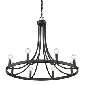 Homeroots Black Candle Style Eight Light Metal Dimmable Chandelier   398091