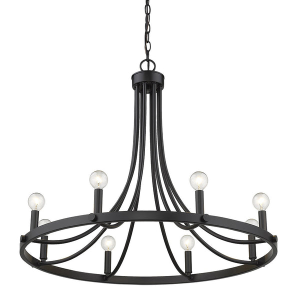 Homeroots Black Candle Style Eight Light Metal Dimmable Chandelier   398091