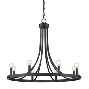 Homeroots Black Candle Style Eight Light Metal Dimmable Chandelier   398091