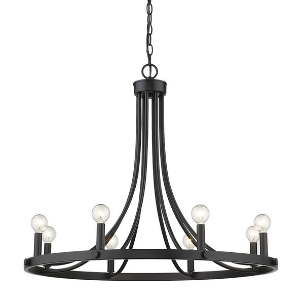 Homeroots Black Candle Style Eight Light Metal Dimmable Chandelier   398091