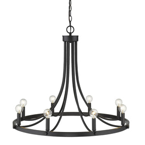 Homeroots Black Candle Style Eight Light Metal Dimmable Chandelier   398091