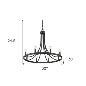 Homeroots Black Candle Style Eight Light Metal Dimmable Chandelier   398091