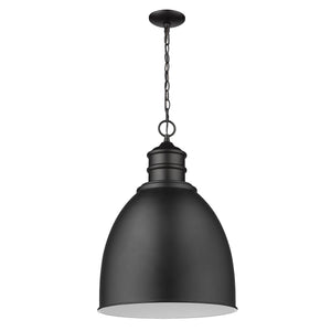 Homeroots Colby 1-light Matte Black Pendant With Gloss White Interior Shade   398093