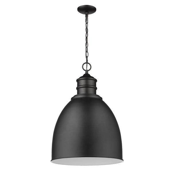 Homeroots Colby 1-light Matte Black Pendant With Gloss White Interior Shade   398093