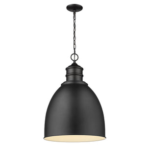 Homeroots Colby 1-light Matte Black Pendant With Gloss White Interior Shade   398093