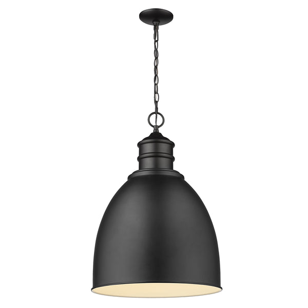 Homeroots Colby 1-light Matte Black Pendant With Gloss White Interior Shade   398093