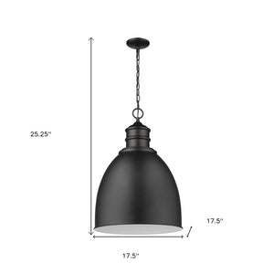Homeroots Colby 1-light Matte Black Pendant With Gloss White Interior Shade   398093