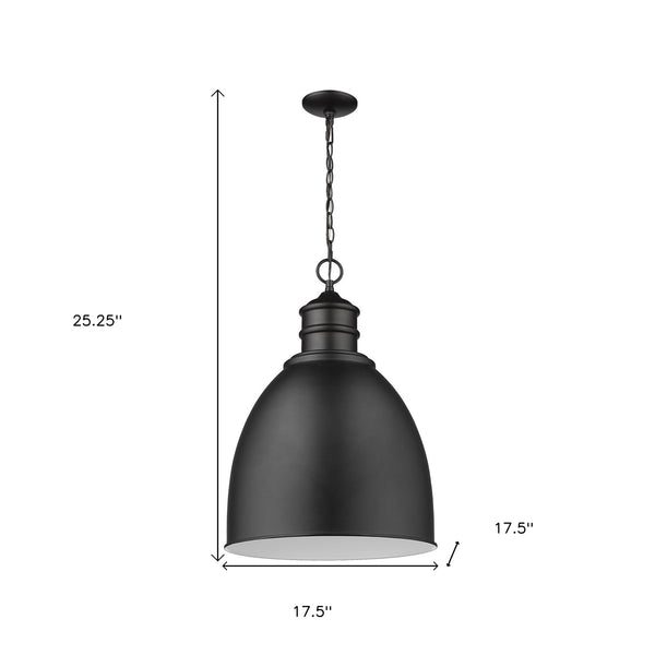 Homeroots Colby 1-light Matte Black Pendant With Gloss White Interior Shade   398093