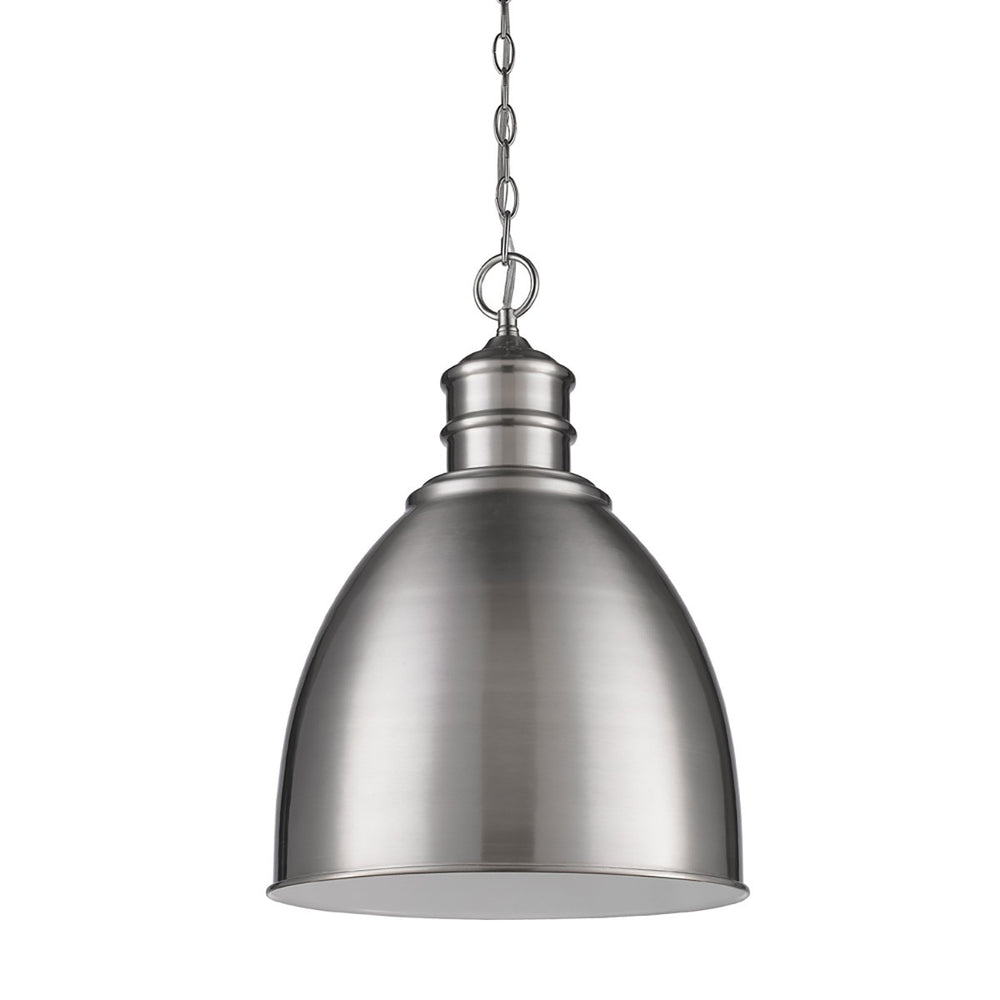Homeroots Colby 1-light Satin Nickel Pendant With Gloss White Interior Shade   398095