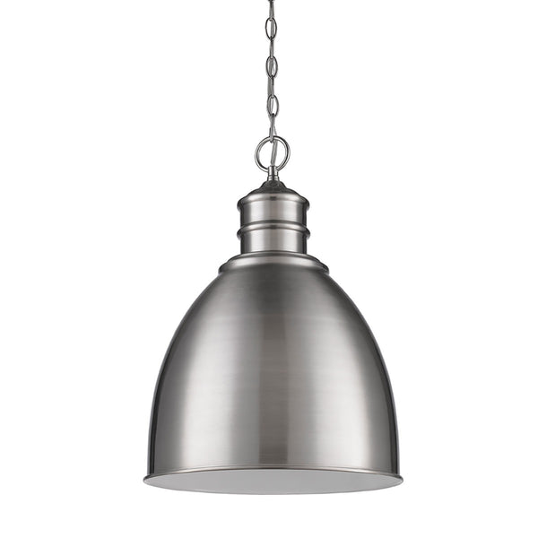 Homeroots Colby 1-light Satin Nickel Pendant With Gloss White Interior Shade   398095