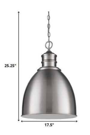 Homeroots Colby 1-light Satin Nickel Pendant With Gloss White Interior Shade   398095