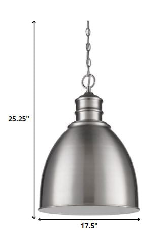 Homeroots Colby 1-light Satin Nickel Pendant With Gloss White Interior Shade   398095