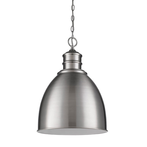 Homeroots Colby 1-light Satin Nickel Pendant With Gloss White Interior Shade   398095