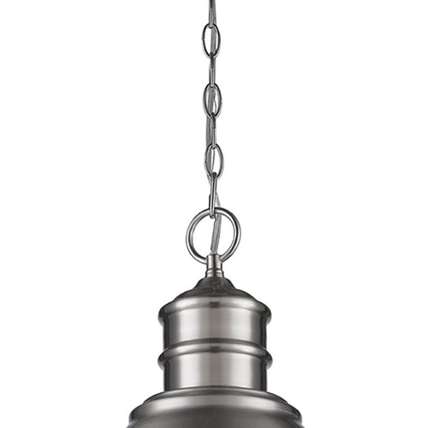 Homeroots Colby 1-light Satin Nickel Pendant With Gloss White Interior Shade   398095