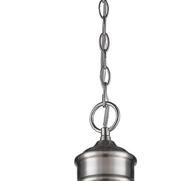 Homeroots Colby 1-light Satin Nickel Pendant With Gloss White Interior Shade   398095