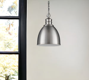 Homeroots Colby 1-light Satin Nickel Pendant With Gloss White Interior Shade   398095