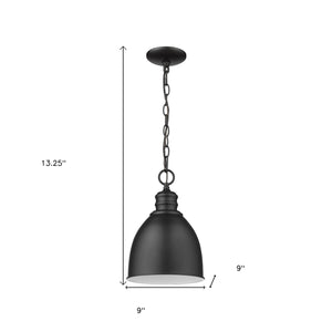 Homeroots Minimalist Black Metal Pendant Hanging Light   398097