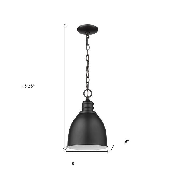 Homeroots Minimalist Black Metal Pendant Hanging Light   398097