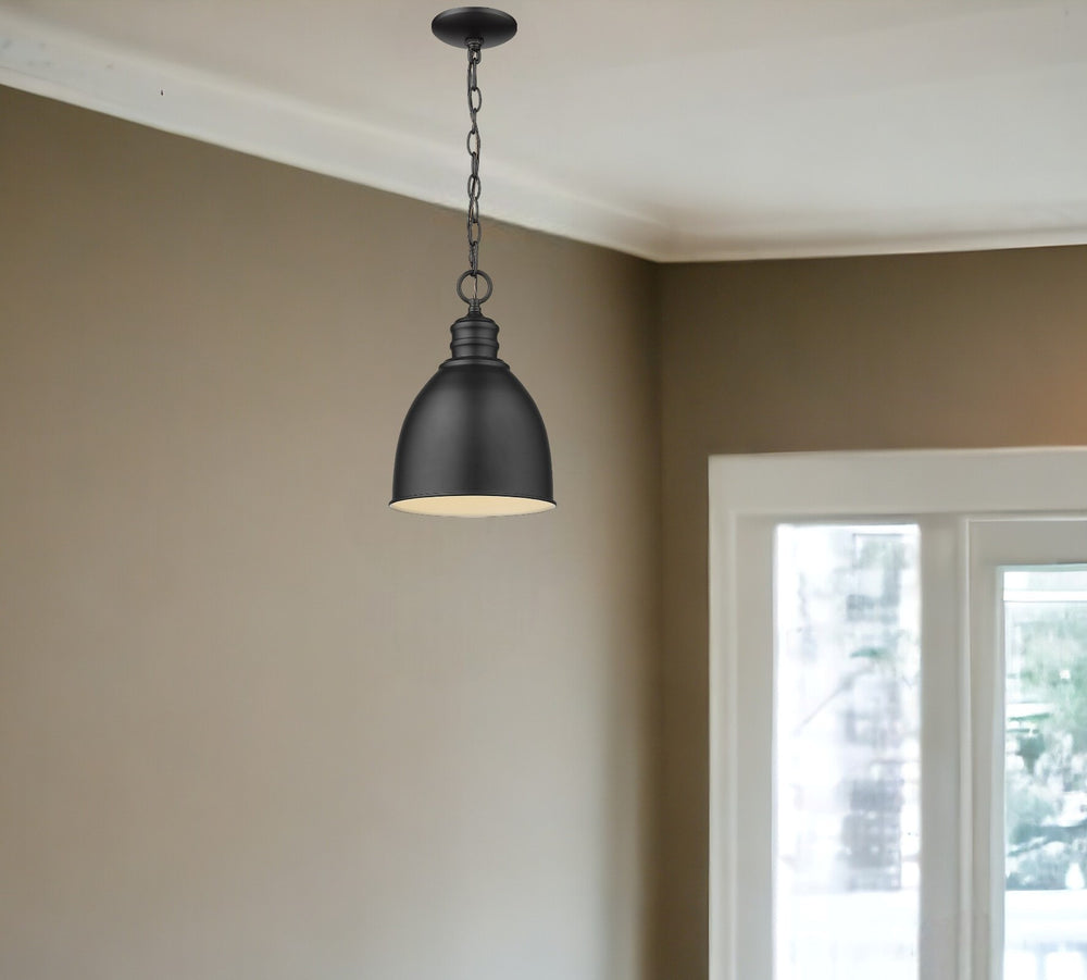 Homeroots Minimalist Black Metal Pendant Hanging Light   398097