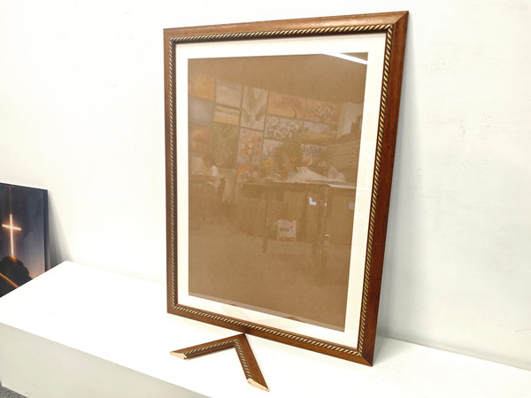 English Elm 24x32 Solid Wood Picture Frame with Replaceable Canvas, Organic Acrylic Glass, Elegant Wall Art Decor Brown T3976P383249