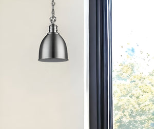 Homeroots Minimalist Silver Metal Pendant Hanging Light   398099