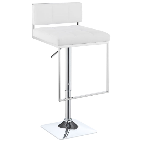 English Elm Alameda Upholstered Adjustable Bar Stool in Chrome & White — Plush Leatherette Seat, U-Footrest Comfort B062P344898